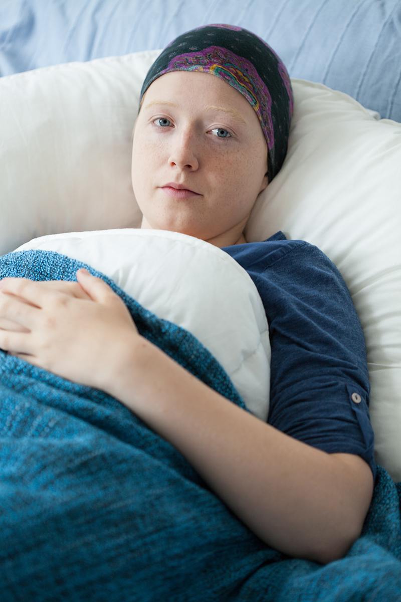 Teenage girl suffering from acute myeloid leukemia